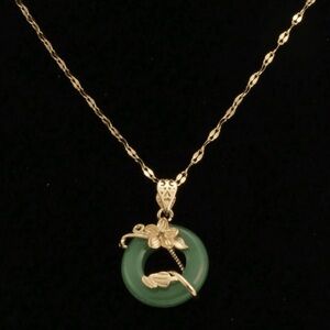 Gold and Green Floral Pendant Necklace